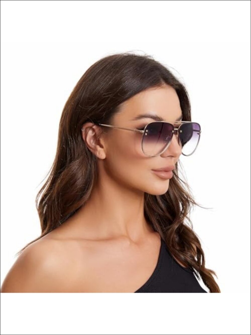 Oversized Aviator Sunglasses UV400 Gradient Lens Metal Frame